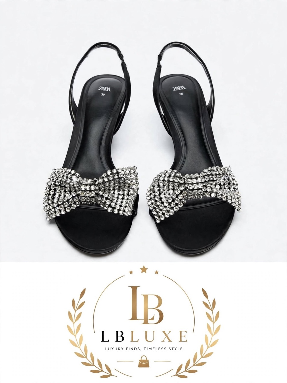 NWT Zara Embellished Bow high Heel Sandal R39 L38